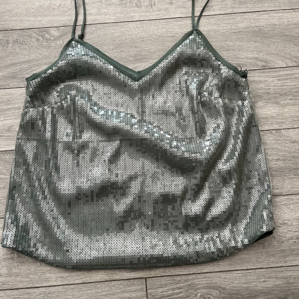 1.State green sequin thin strap tank size medium